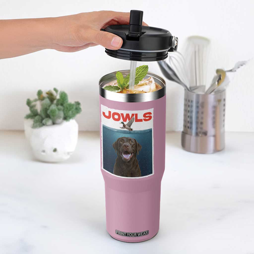 Chocolate Labrador Retriever Flip Straw Tumbler Funny Jowls Horror Dog Poster TS12 One Size: 30 oz Light Pink Print Your Wear