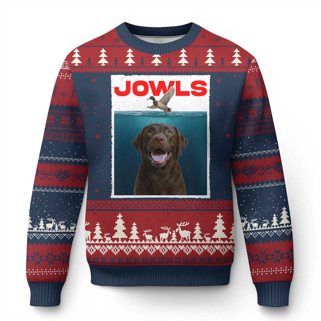 Chocolate Labrador Retriever Ugly Christmas Sweater Funny Jowls Horror Dog Poster TS12 Navy Red Print Your Wear
