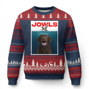 Chocolate Labrador Retriever Ugly Christmas Sweater Funny Jowls Horror Dog Poster - Print Your Wear