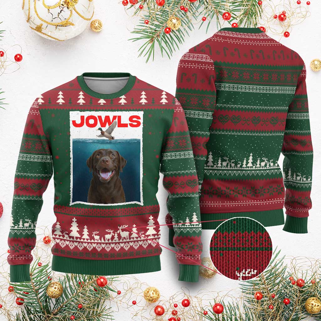 Chocolate Labrador Retriever Ugly Christmas Sweater Funny Jowls Horror Dog Poster TS12 Red Green Print Your Wear