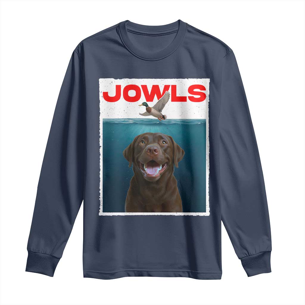 Chocolate Labrador Retriever Long Sleeve Shirt Funny Jowls Horror Dog Poster TS12 Navy Print Your Wear