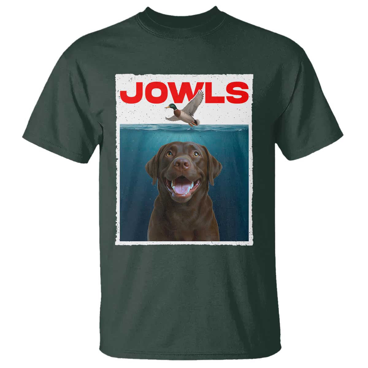 Chocolate Labrador Retriever T Shirt Funny Jowls Horror Dog Poster TS12 Dark Forest Green Print Your Wear