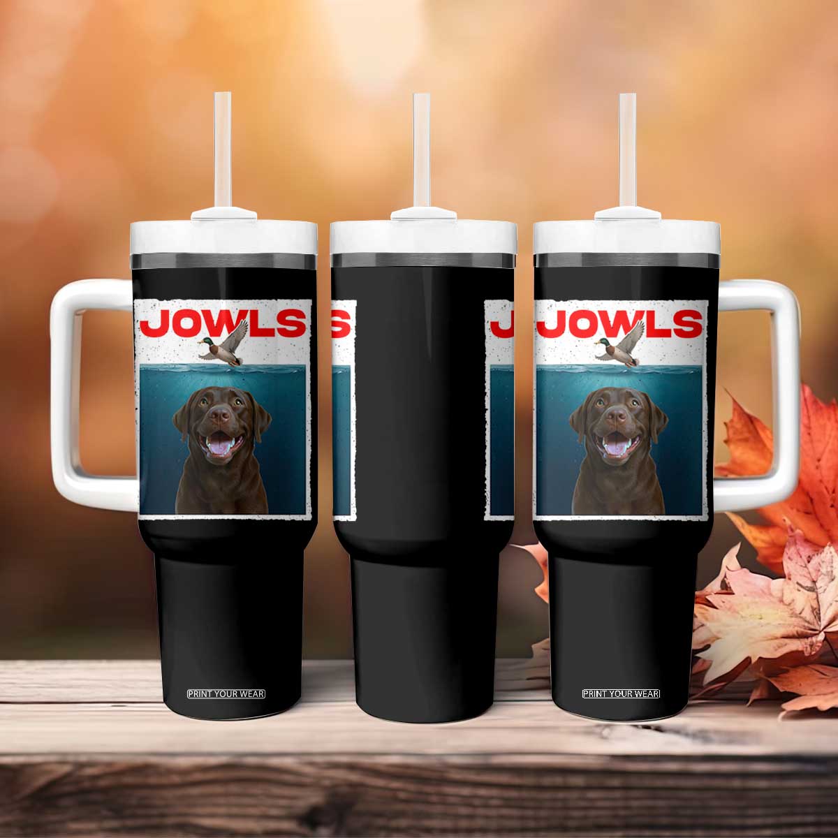 Chocolate Labrador Retriever Tumbler With Handle Funny Jowls Horror Dog Poster TS12 Print Your Wear