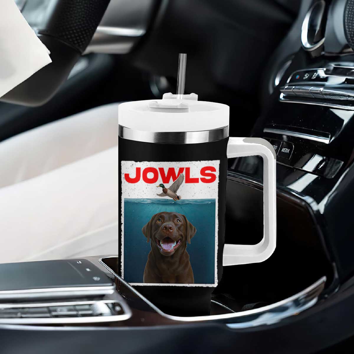 Chocolate Labrador Retriever Tumbler With Handle Funny Jowls Horror Dog Poster TS12 Print Your Wear