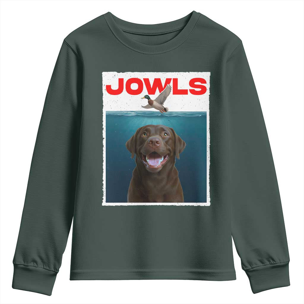 Chocolate Labrador Retriever Youth Sweatshirt Funny Jowls Horror Dog Poster TS12 Dark Forest Green Print Your Wear