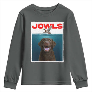 Chocolate Labrador Retriever Youth Sweatshirt Funny Jowls Horror Dog Poster TS12 Dark Heather Print Your Wear