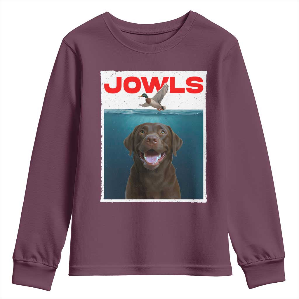 Chocolate Labrador Retriever Youth Sweatshirt Funny Jowls Horror Dog Poster TS12 Maroon Print Your Wear