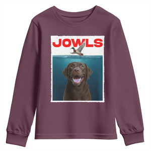 Chocolate Labrador Retriever Youth Sweatshirt Funny Jowls Horror Dog Poster TS12 Maroon Print Your Wear