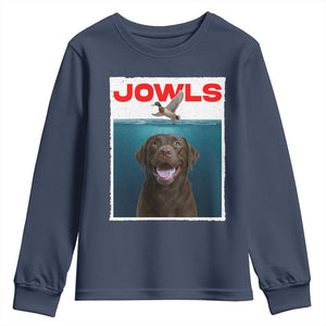 Chocolate Labrador Retriever Youth Sweatshirt Funny Jowls Horror Dog Poster TS12 Navy Print Your Wear