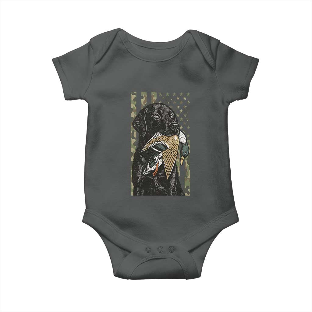 Patriotic Black Lab Baby Onesie Hunting Dog American Flag Camo Gift TS12 Dark Heather Print Your Wear