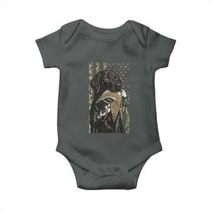 Patriotic Black Lab Baby Onesie Hunting Dog American Flag Camo Gift TS12 Dark Heather Print Your Wear