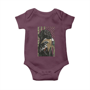 Patriotic Black Lab Baby Onesie Hunting Dog American Flag Camo Gift TS12 Maroon Print Your Wear