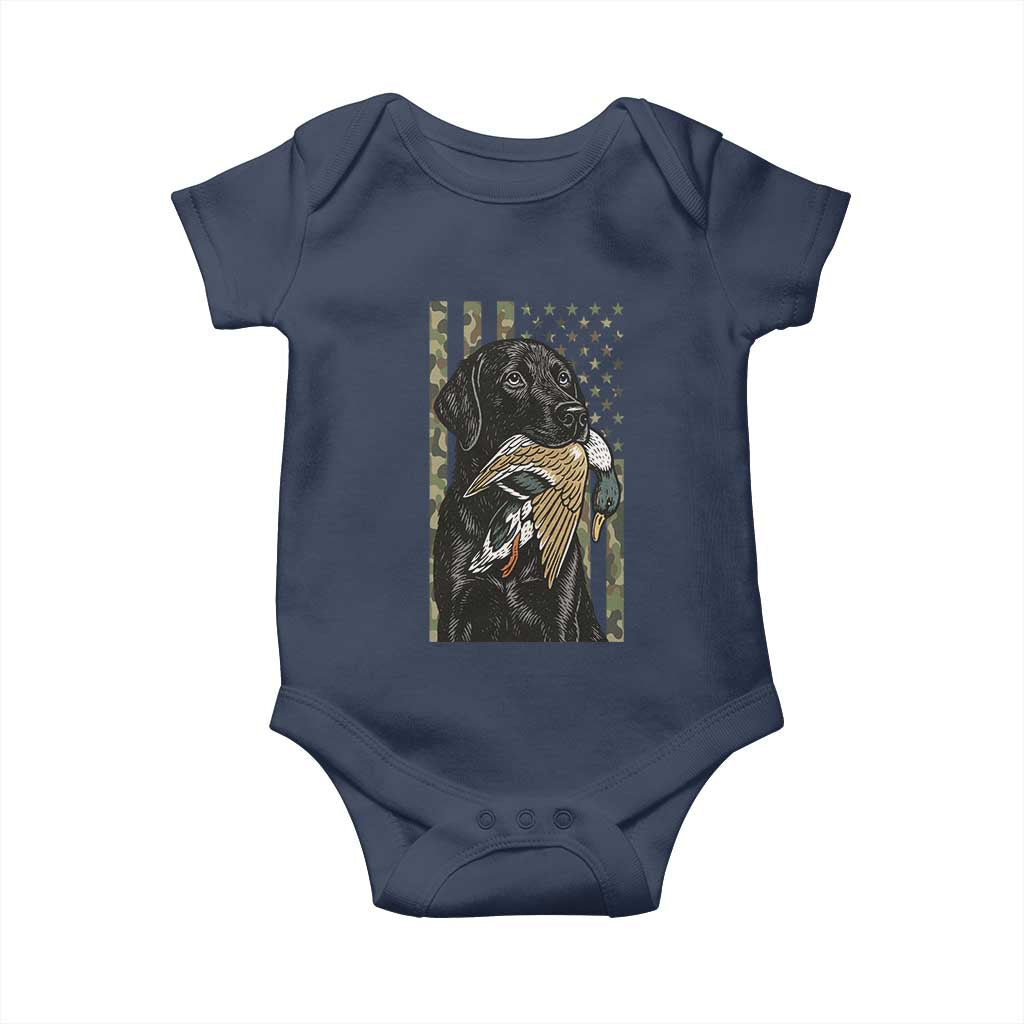 Patriotic Black Lab Baby Onesie Hunting Dog American Flag Camo Gift TS12 Navy Print Your Wear