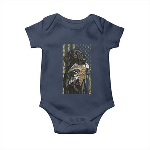 Patriotic Black Lab Baby Onesie Hunting Dog American Flag Camo Gift TS12 Navy Print Your Wear