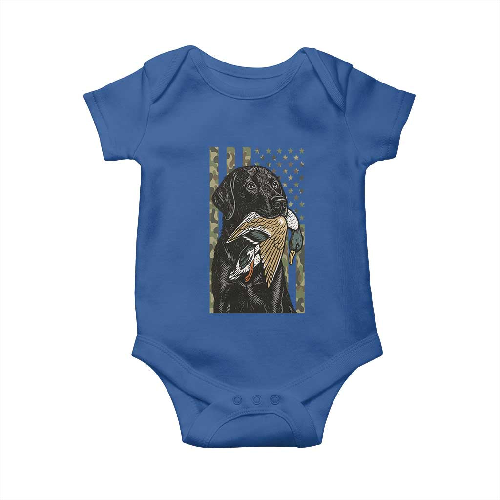 Patriotic Black Lab Baby Onesie Hunting Dog American Flag Camo Gift TS12 Royal Blue Print Your Wear
