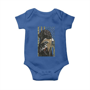 Patriotic Black Lab Baby Onesie Hunting Dog American Flag Camo Gift TS12 Royal Blue Print Your Wear