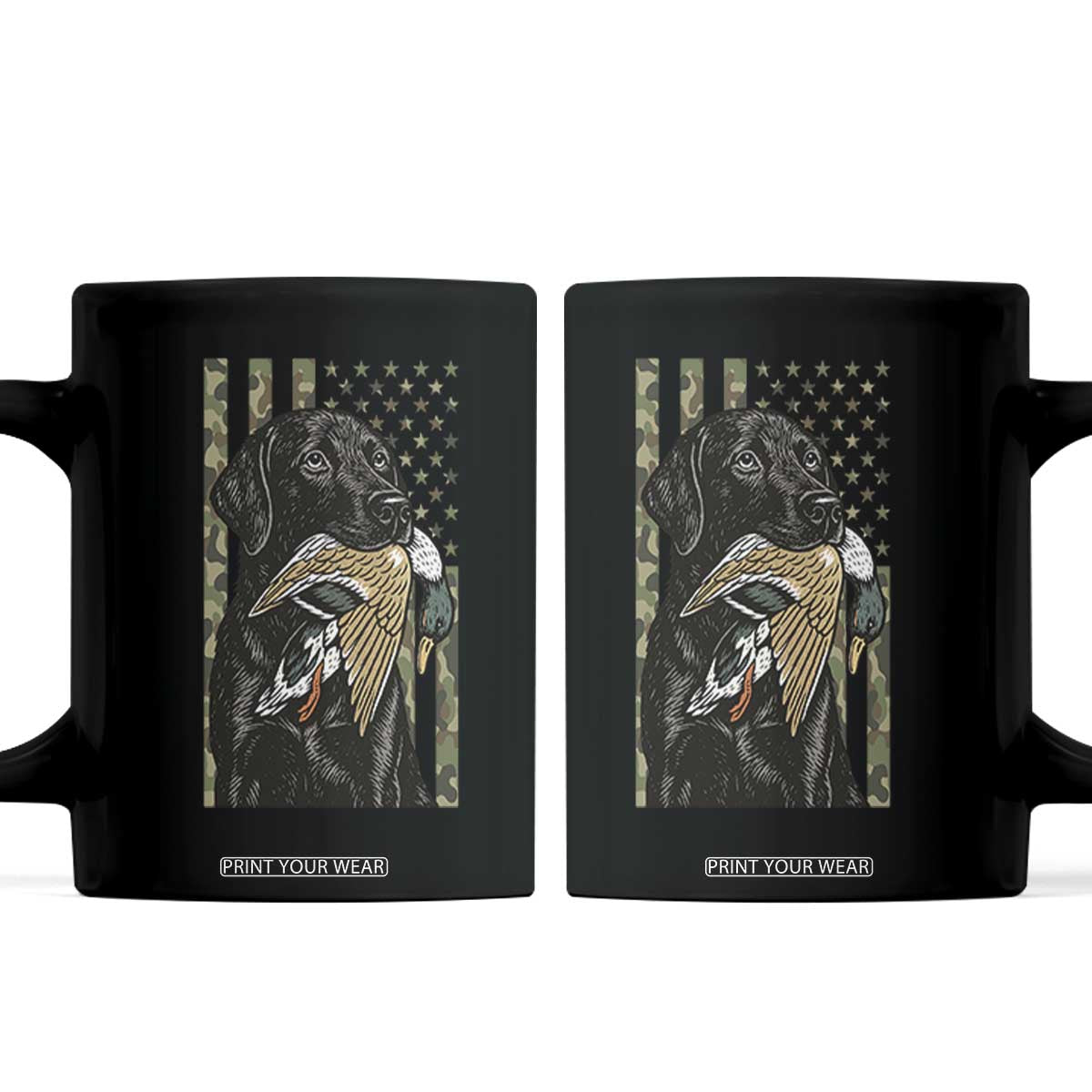 Patriotic Black Lab Coffee Mug Hunting Dog American Flag Camo Gift TS12 Black Print Your Wear