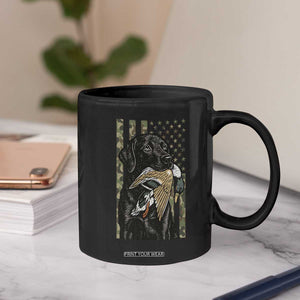 Patriotic Black Lab Coffee Mug Hunting Dog American Flag Camo Gift TS12 Print Your Wear