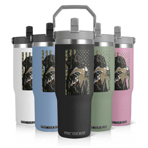 Patriotic Black Lab Flip Straw Tumbler Hunting Dog American Flag Camo Gift TS12 Print Your Wear