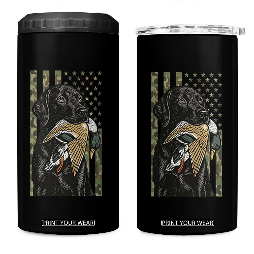 Patriotic Black Lab 4 in 1 Can Cooler Tumbler Hunting Dog American Flag Camo Gift TS12 One Size: 16 oz Black Print Your Wear