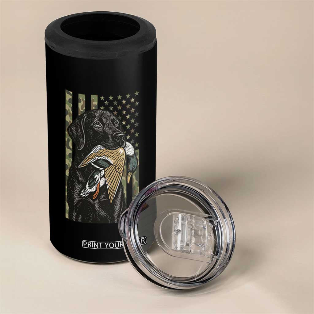 Patriotic Black Lab 4 in 1 Can Cooler Tumbler Hunting Dog American Flag Camo Gift TS12 Print Your Wear