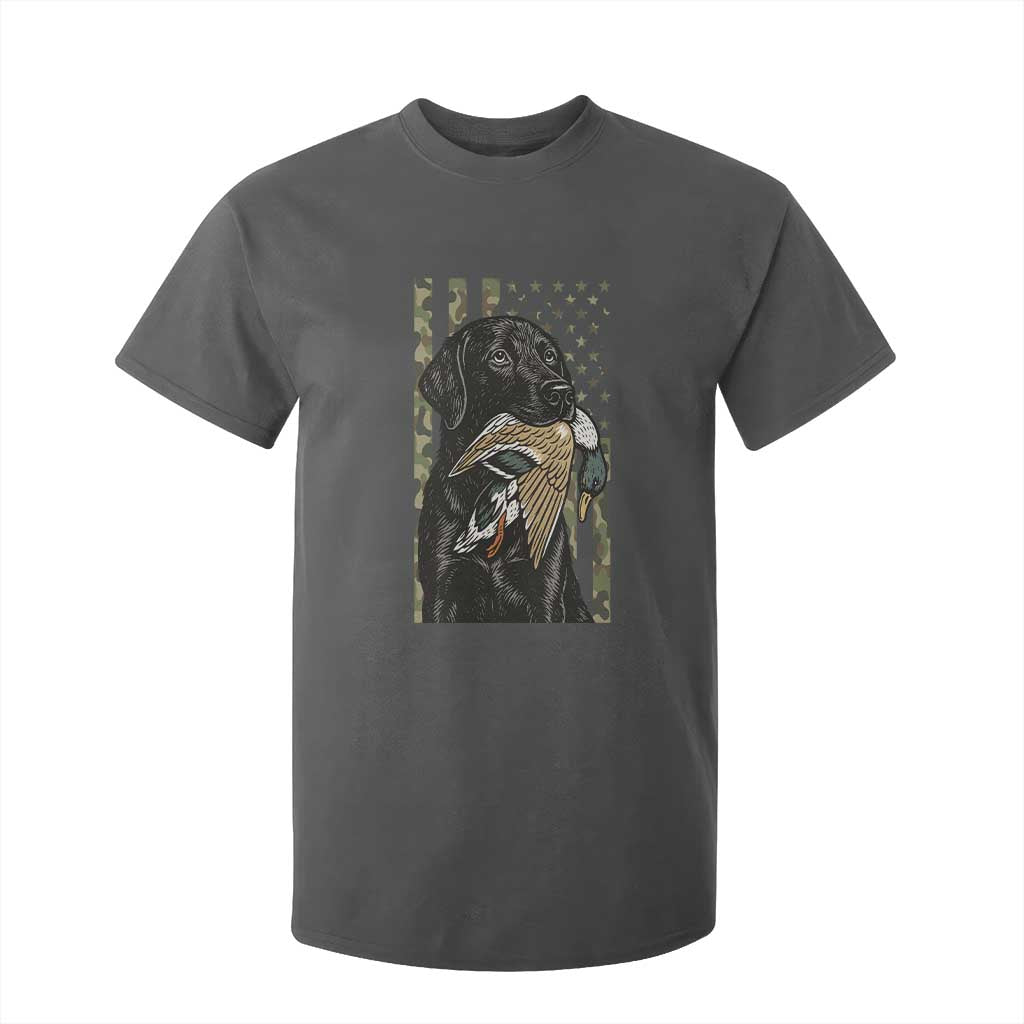 Patriotic Black Lab T Shirt For Kid Hunting Dog American Flag Camo Gift TS12 Dark Heather Print Your Wear