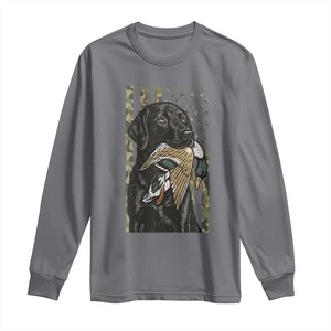 Patriotic Black Lab Long Sleeve Shirt Hunting Dog American Flag Camo Gift TS12 Charcoal Print Your Wear