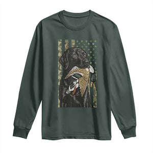 Patriotic Black Lab Long Sleeve Shirt Hunting Dog American Flag Camo Gift TS12 Dark Forest Green Print Your Wear