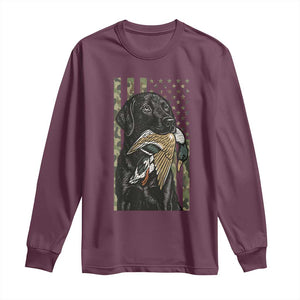 Patriotic Black Lab Long Sleeve Shirt Hunting Dog American Flag Camo Gift TS12 Maroon Print Your Wear