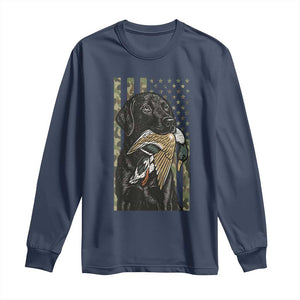 Patriotic Black Lab Long Sleeve Shirt Hunting Dog American Flag Camo Gift TS12 Navy Print Your Wear