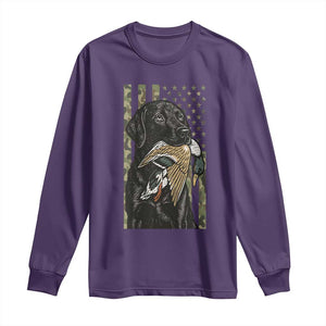 Patriotic Black Lab Long Sleeve Shirt Hunting Dog American Flag Camo Gift TS12 Purple Print Your Wear