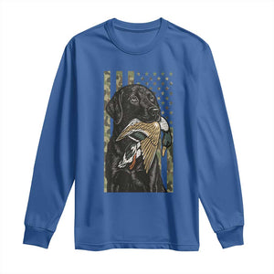 Patriotic Black Lab Long Sleeve Shirt Hunting Dog American Flag Camo Gift TS12 Royal Blue Print Your Wear