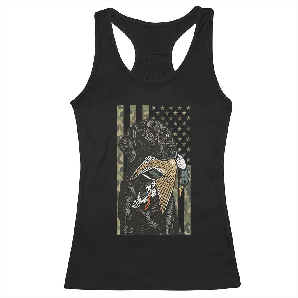 Patriotic Black Lab Racerback Tank Top Hunting Dog American Flag Camo Gift TS12 Black Print Your Wear