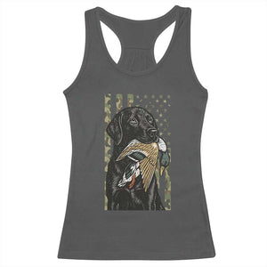 Patriotic Black Lab Racerback Tank Top Hunting Dog American Flag Camo Gift TS12 Dark Heather Print Your Wear