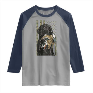 Patriotic Black Lab Raglan Shirt Hunting Dog American Flag Camo Gift TS12 Sport Gray Navy Print Your Wear