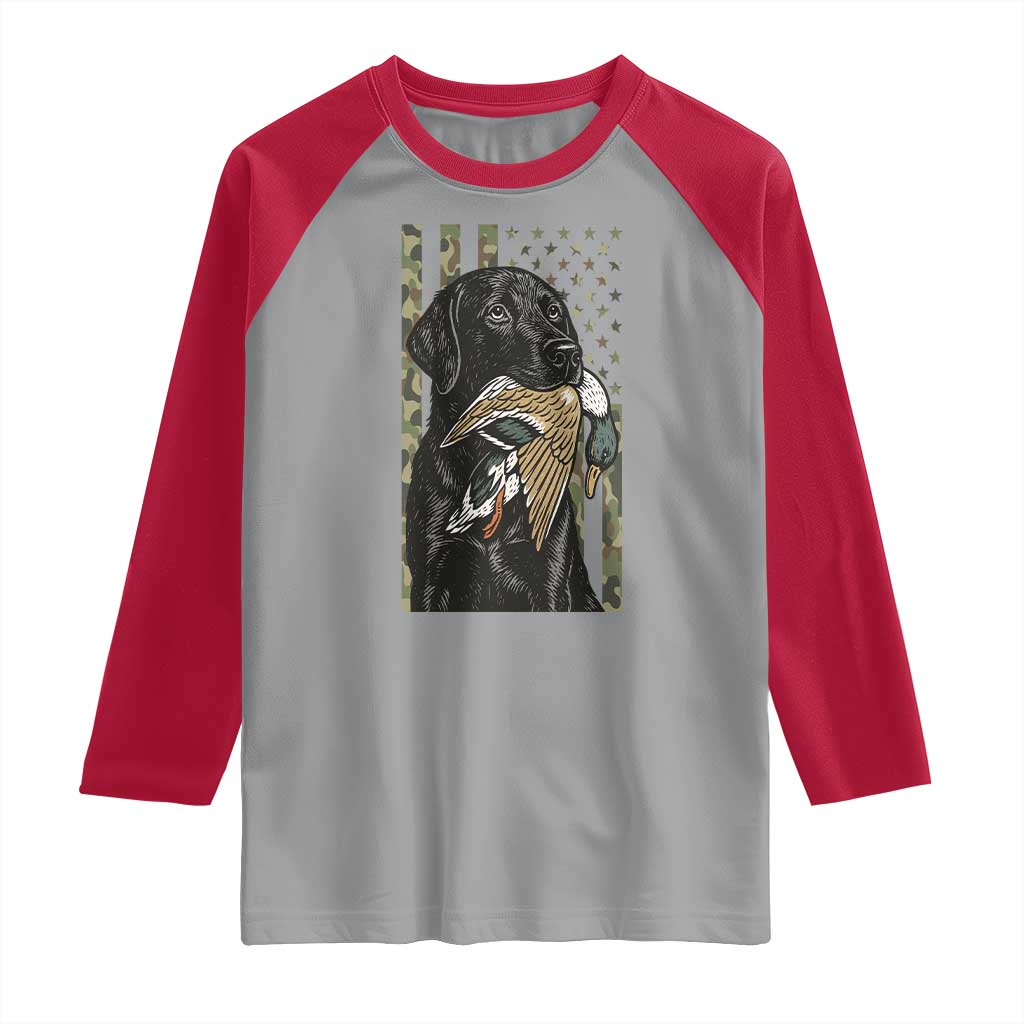 Patriotic Black Lab Raglan Shirt Hunting Dog American Flag Camo Gift TS12 Sport Gray Red Print Your Wear
