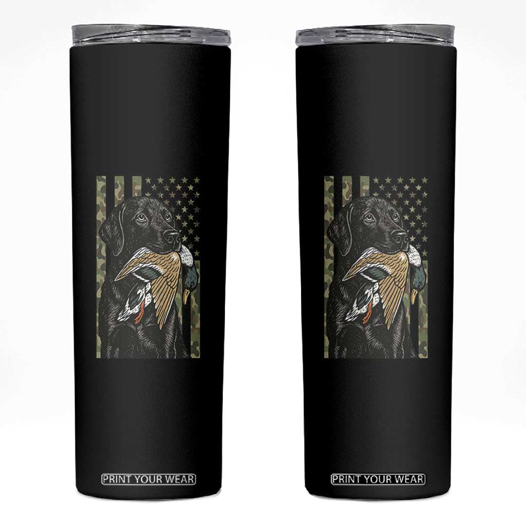 Patriotic Black Lab Skinny Tumbler Hunting Dog American Flag Camo Gift TS12 Black Print Your Wear