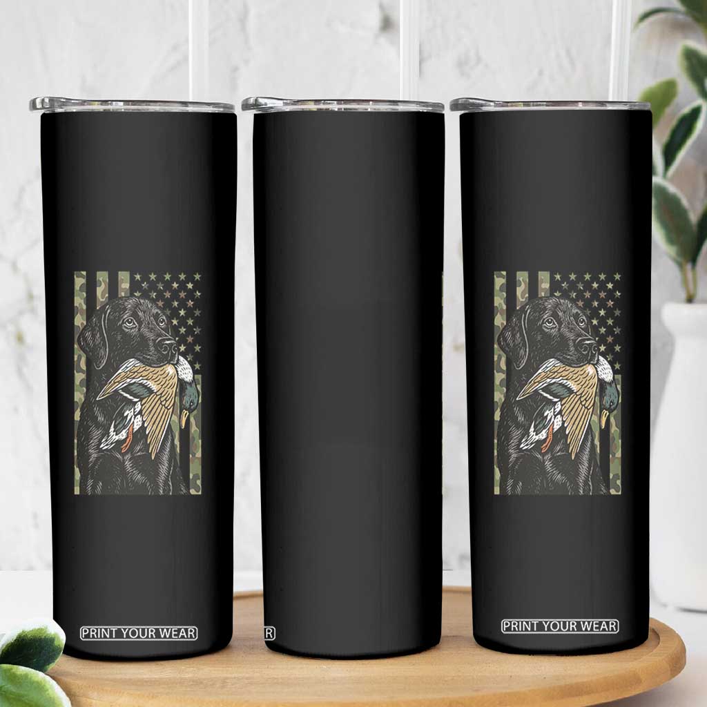 Patriotic Black Lab Skinny Tumbler Hunting Dog American Flag Camo Gift TS12 Print Your Wear