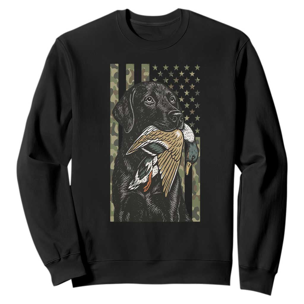 Patriotic Black Lab Sweatshirt Hunting Dog American Flag Camo Gift TS12 Black Print Your Wear