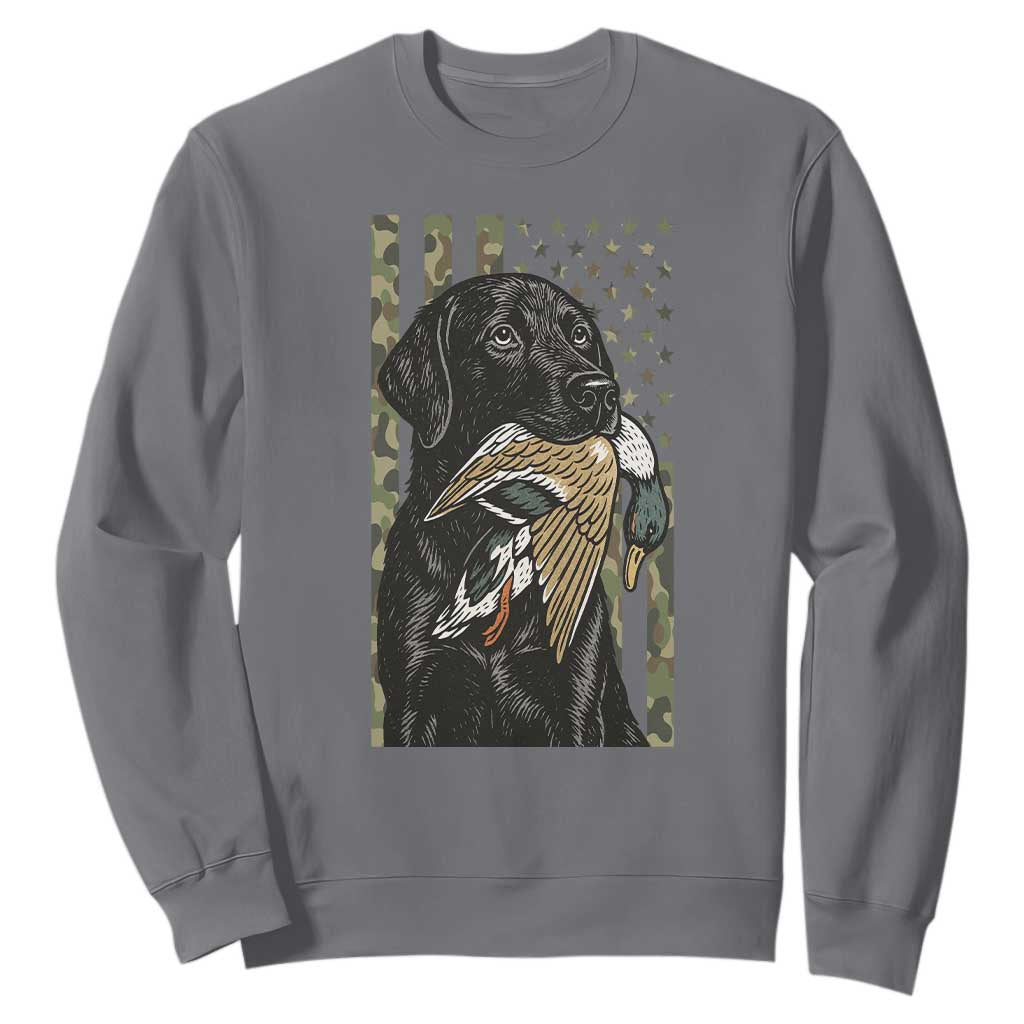 Patriotic Black Lab Sweatshirt Hunting Dog American Flag Camo Gift TS12 Charcoal Print Your Wear