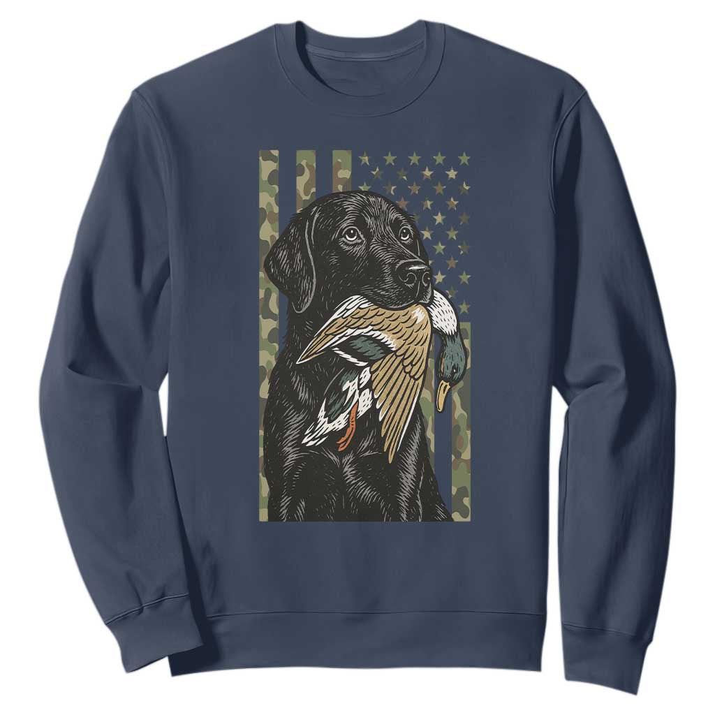 Patriotic Black Lab Sweatshirt Hunting Dog American Flag Camo Gift TS12 Navy Print Your Wear