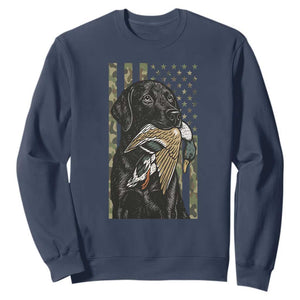 Patriotic Black Lab Sweatshirt Hunting Dog American Flag Camo Gift TS12 Navy Print Your Wear