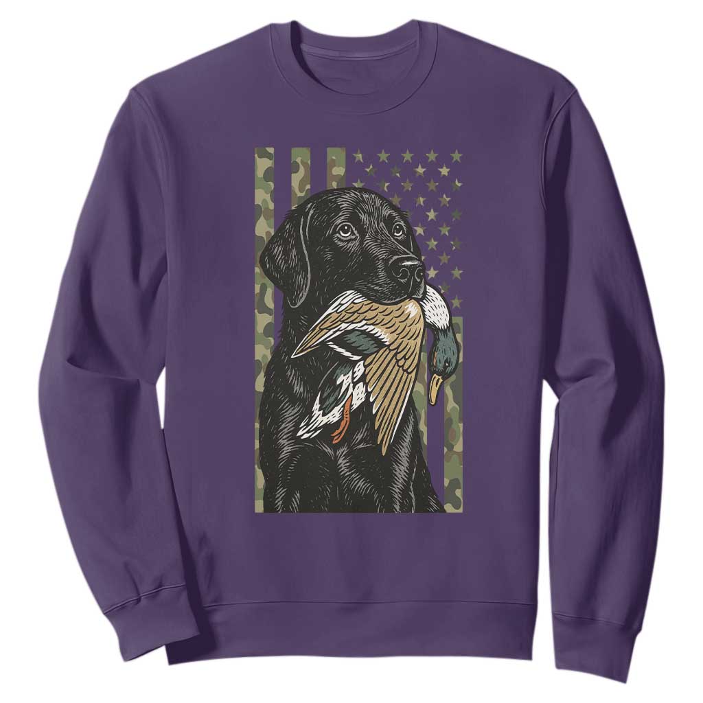 Patriotic Black Lab Sweatshirt Hunting Dog American Flag Camo Gift TS12 Purple Print Your Wear