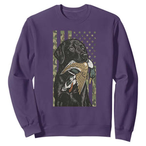 Patriotic Black Lab Sweatshirt Hunting Dog American Flag Camo Gift TS12 Purple Print Your Wear