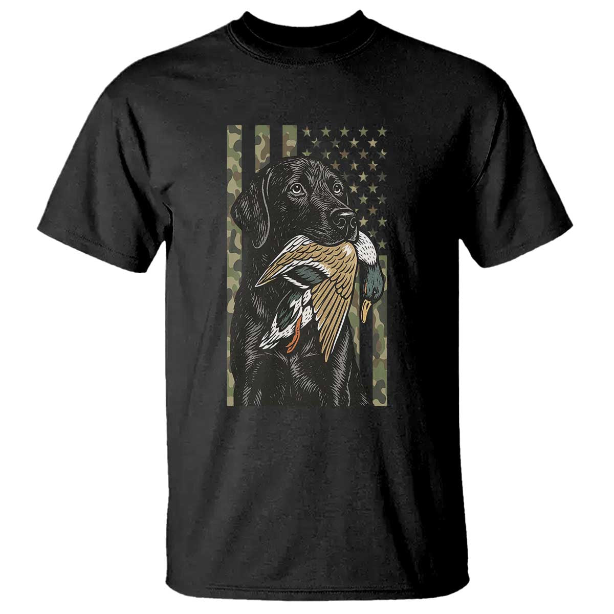 Patriotic Black Lab T Shirt Hunting Dog American Flag Camo Gift TS12 Black Print Your Wear