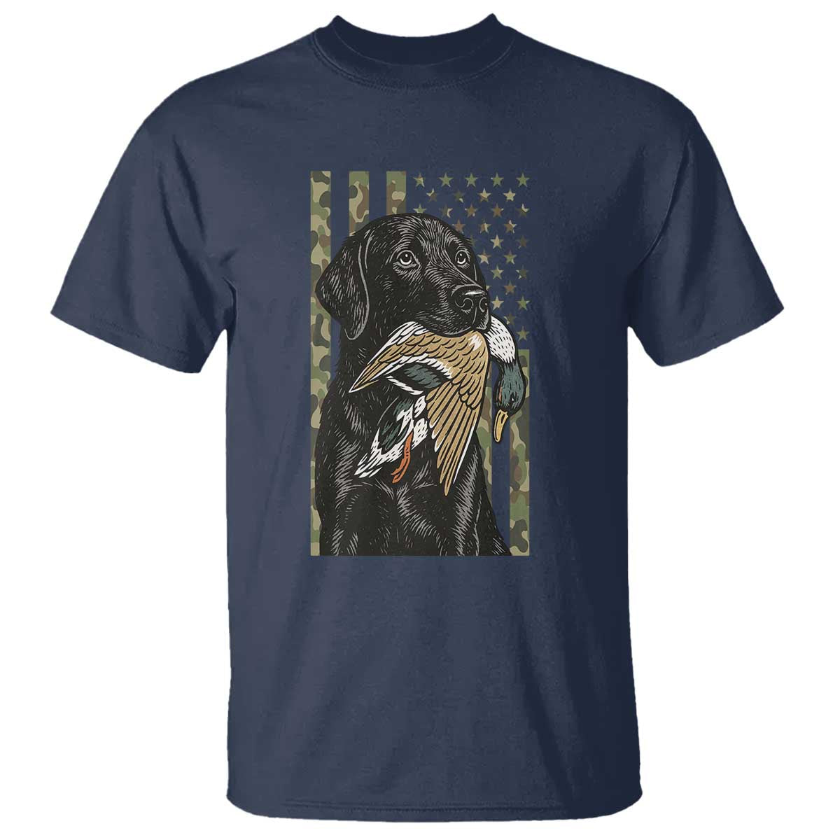 Patriotic Black Lab T Shirt Hunting Dog American Flag Camo Gift TS12 Navy Print Your Wear