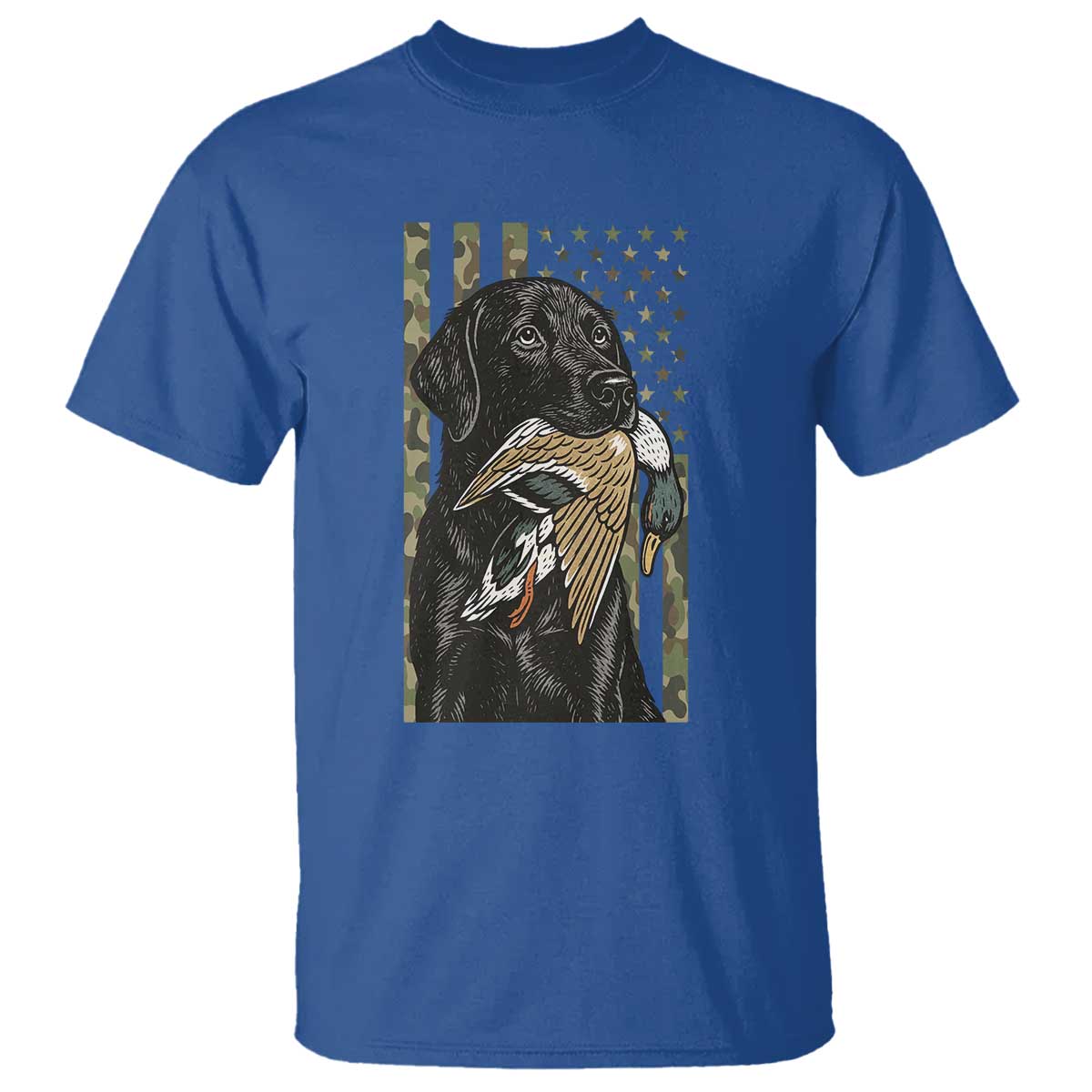 Patriotic Black Lab T Shirt Hunting Dog American Flag Camo Gift TS12 Royal Blue Print Your Wear