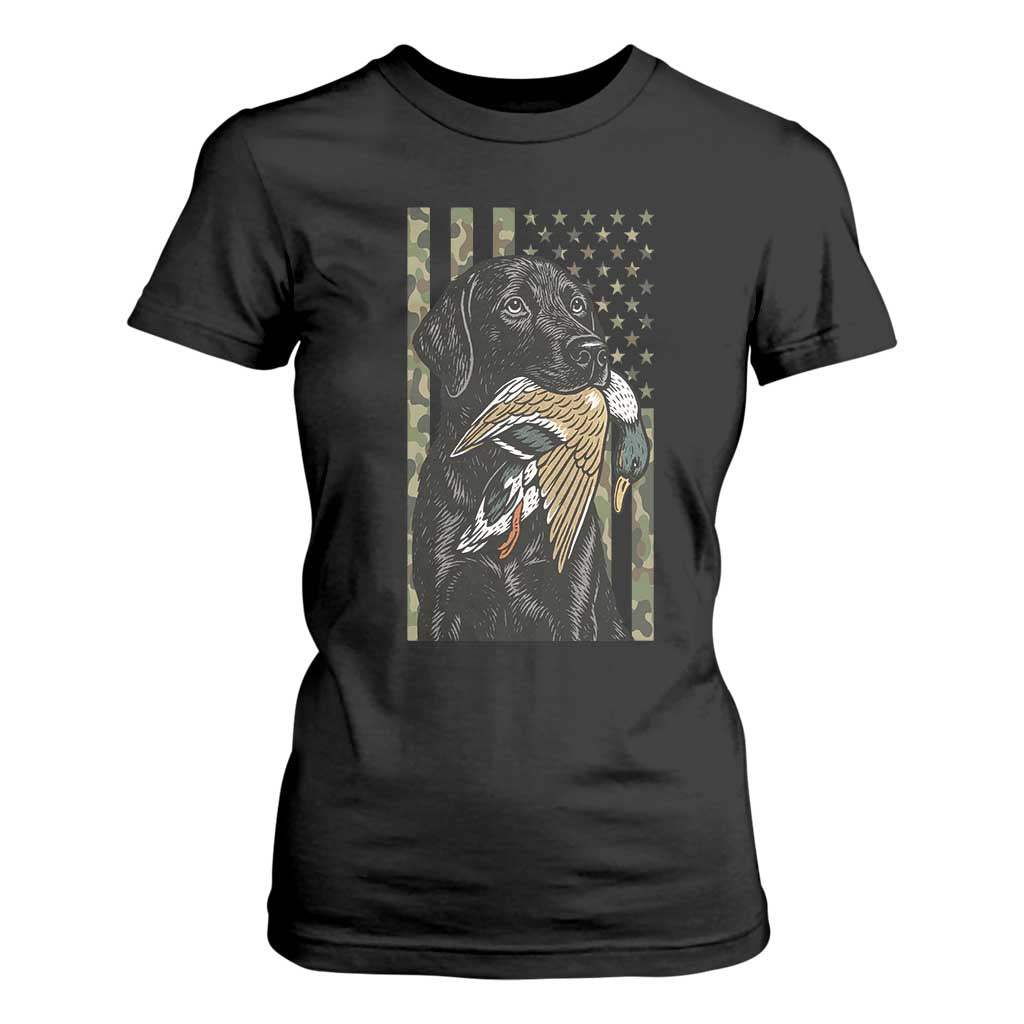 Patriotic Black Lab T Shirt For Women Hunting Dog American Flag Camo Gift TS12 Black Print Your Wear
