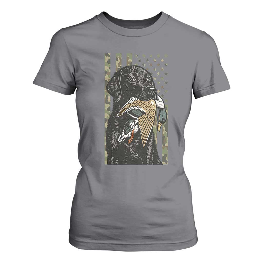 Patriotic Black Lab T Shirt For Women Hunting Dog American Flag Camo Gift TS12 Charcoal Print Your Wear