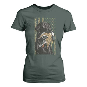 Patriotic Black Lab T Shirt For Women Hunting Dog American Flag Camo Gift TS12 Dark Forest Green Print Your Wear